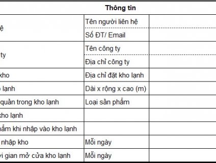 BÁO GIÁ KHO LẠNH - KHO LẠNH QUANG MINH