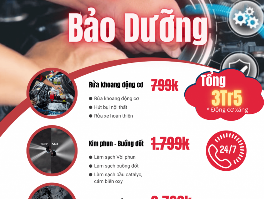 Voucher Bảo dưỡng xe trọn gói trị giá 3499k - Không phát sinh