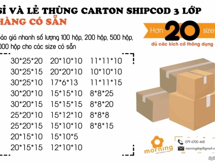 Cung cấp sỉ lẻ thùng carton 3 lớp shipcode