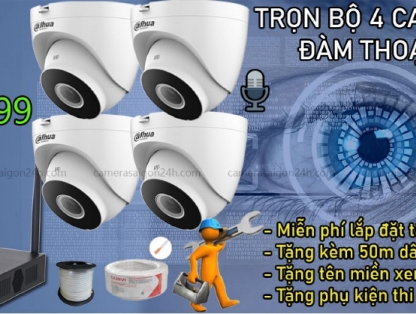 Trọn Bộ 4 Camera IP WIFI - Đàm Thoại 2 chiều - Giá Rẻ