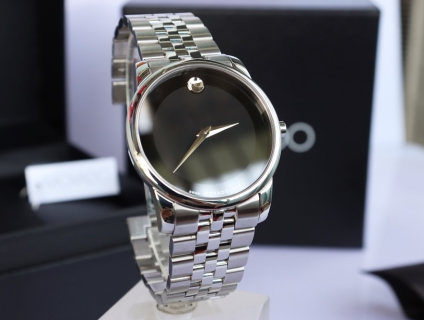 ĐH Nam MOVADO 0606504 - mặt tròn dây thép 2 kim - Size 40mm, fullbox