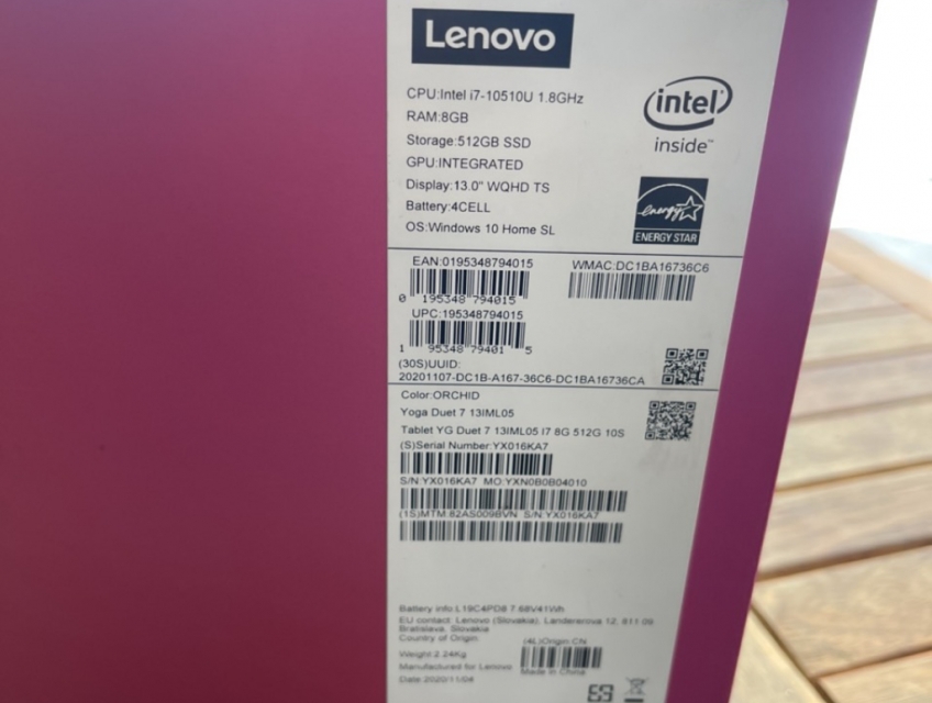 Lenovo Yoga i7 vip 10750U ram 8G SSD512G bút box