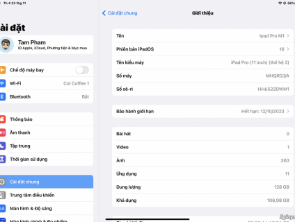 Cần bán con ipad pro m1 128Gb wif