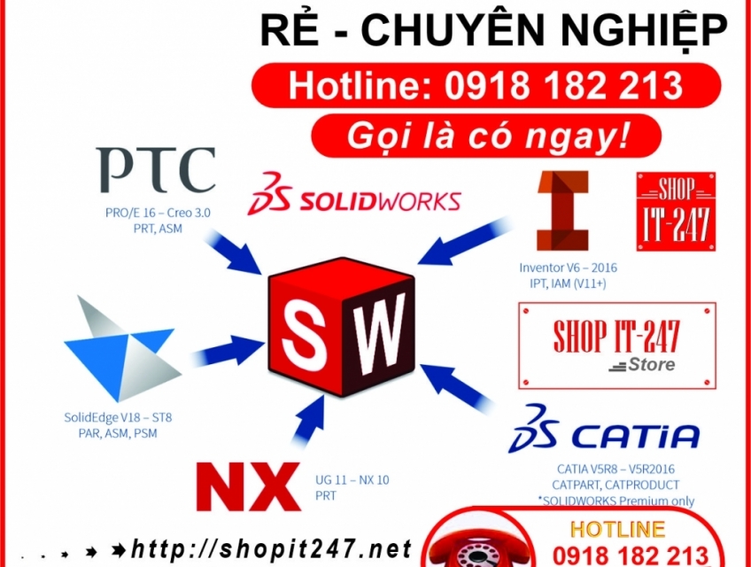 CHUYÊN CUNG CẤP VÀ HỖ TRỢ Phần mềm vẽ 3D cơ khí: SOLIDWORKS, MASTERCAM