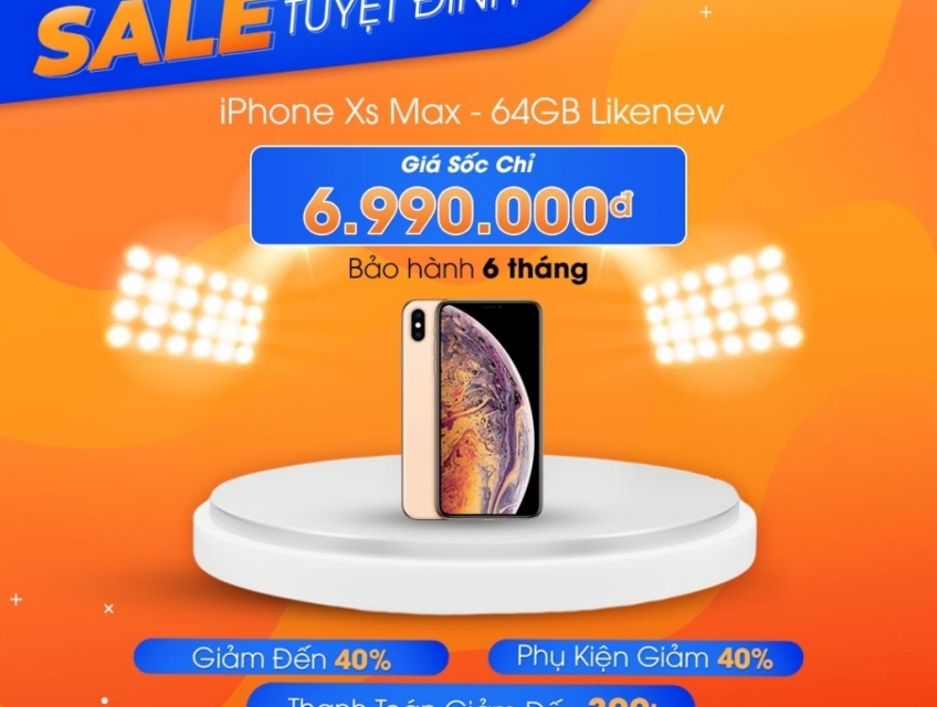 Bến Cát trả góp iPhone XS MAX 64G chỉ cần 700K