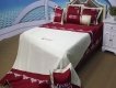 Bộ chăn drap phủ cao cấp cotton lụa EVERA màu đỏ LA001