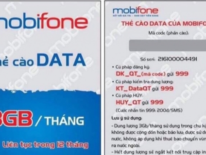 Thẻ Data 4G Mobifone,3G/thg, 12 tháng ko nạp tiền, giá bèo nhèo