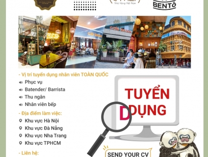 [TOÀN QUỐC] TUYỂN PHỤC VỤ / BẾP/ PHA CHẾ THỜI VỤ TẾT