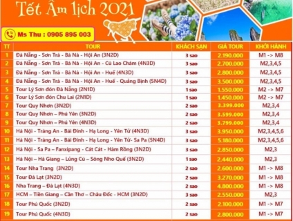 Chùm tour du lịch Tết 2021