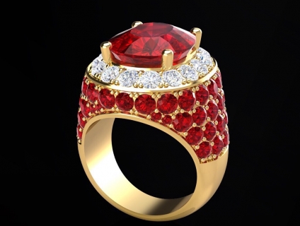 Bán viên Ruby Thiên Nhiên - 10,5 Carat, gốc Nam Phi, đã lên nhẫn Nam
