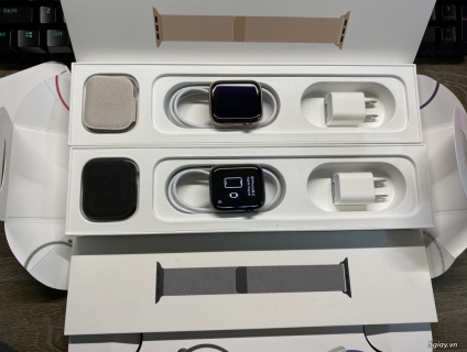 Apple watch thép 5 44mm gold / black như mới fullbox esim
