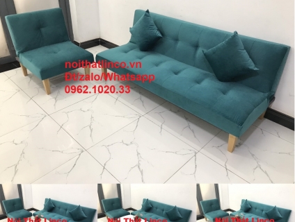SOfa giường nằm mini ở HCM | Ghế salong bed xanh cổ vịt hiện đại phòng