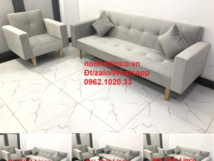 Bộ ghế salon bed TPHCM | Sofa giường nằm đa năng xám ghi trắng (SG)