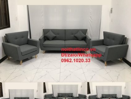 Bộ ghế salon băng SG | SOfa văng xám đen sang trọng phòng khách HCM