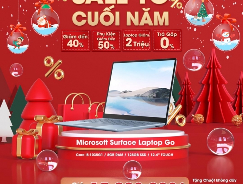 Trả góp Bến Cát Laptop Surface Go cảm ứng chỉ 15,990,000đ