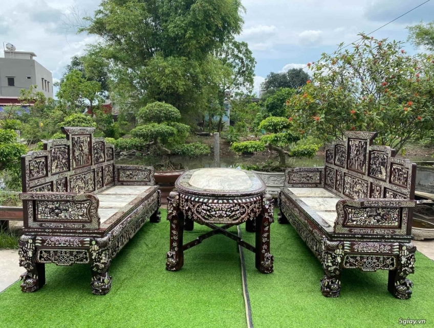 Bộ bàn ghế trường kỷ khảm theo nối Huế