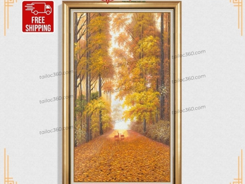 Tranh sơn dầu phong cảnh lối đi may mắn cho gia chủ