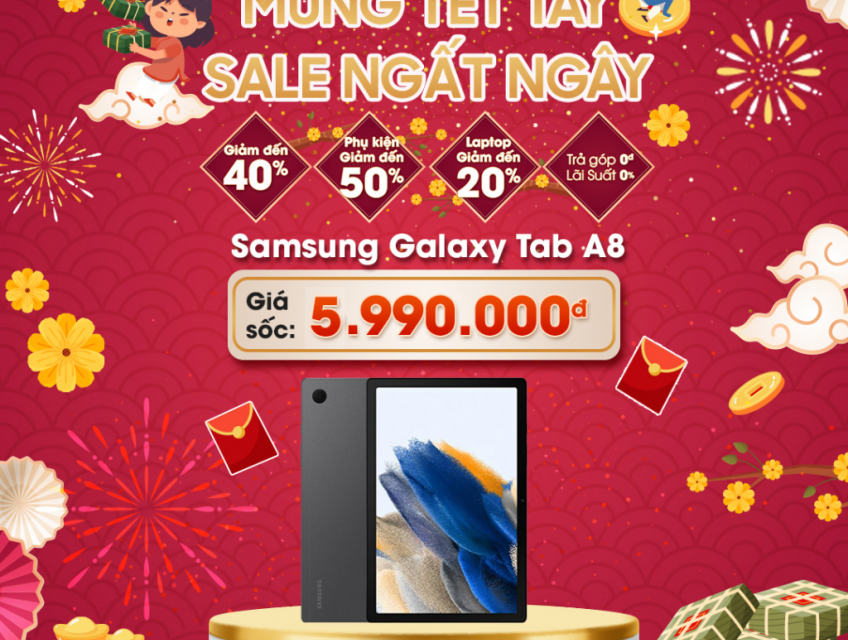 Bến Cát trả góp Samsung Tab A8 chỉ cần 600K