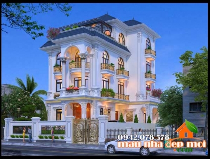 Biệt thự tân cổ điển 3 tầng 1 tum mái Nhật kiến trúc đẹp lộng lẫy