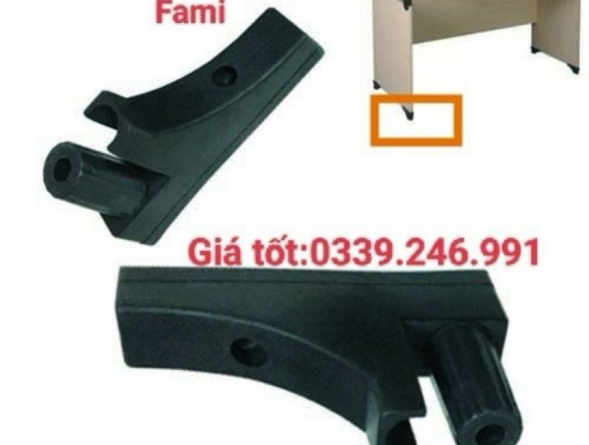 Chân nhựa tăng chỉnh bàn làm việc gỗ Fami, bàn hòa phát