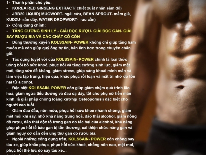 Kolssain Power - Tăng cường sinh lý, giải độc gan, giải say rượu bia