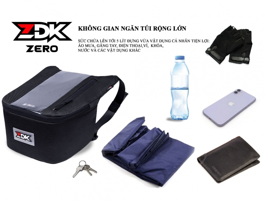 Túi treo xe máy chính hãng ZDK Zero, túi treo đầu xe,túi treo ghi đông