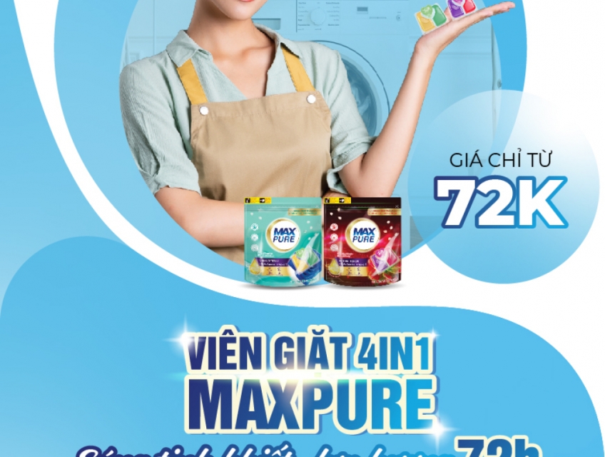 Túi 30 Viên Giặt Tiện Lợi MaxPure 4in1 - Công nghệ Polyshield