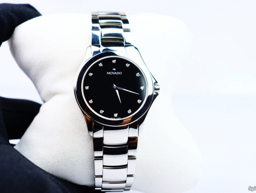 Đồng Hồ Nam Movado Dây Thép - Cọc số đính 12 viên Kim Cương, Size 38mm