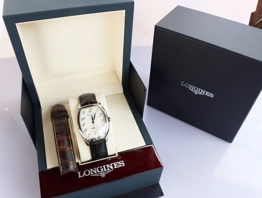 Đồng Hồ Nam : Longines Evidenza Automatic - Dây da, kim nung Xanh