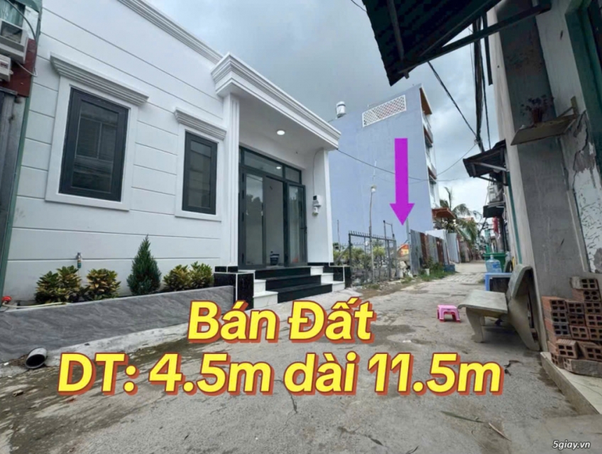 Bán đất hẻm 1627 Huỳnh Tấn Phát Quận 7 ngang 4,5m dài 11,5m hướng Tây