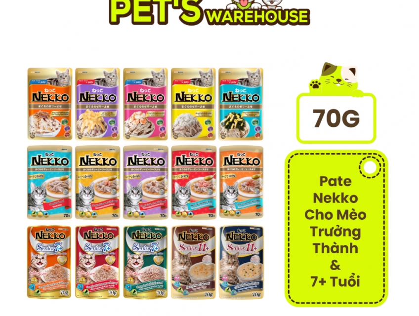 Pate mèo trưởng thành Nekko, Thái Lan, gói 70g | Pet's Warehouse