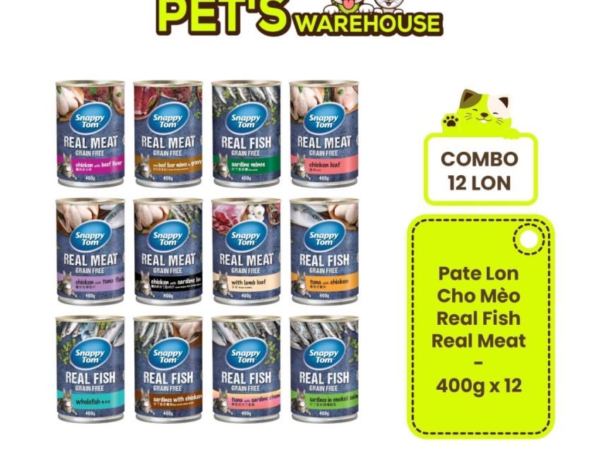 [Combo 12 Lon] Pate Snappy Tom Real Fish 400G – Tiết Kiệm Hơn Mua Lẻ