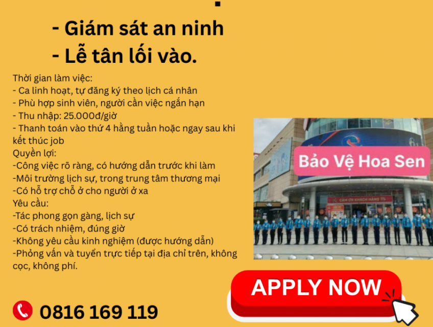 Tuyển dụng quận 7 hồ chí minh tuyển nhân viên thời vụ ngắn hạn
