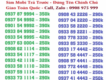 Sim khai xuân đầu năm 2019, số đẹp giá rẻ trả trước, đầu 09, 07.