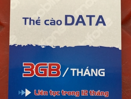 Thẻ cào Data 4G Mobifone 3Gb x 12 tháng không cần nạp tiền, end 23h00"04/02/2019