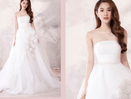 váy cưới Authentic hoa hồng