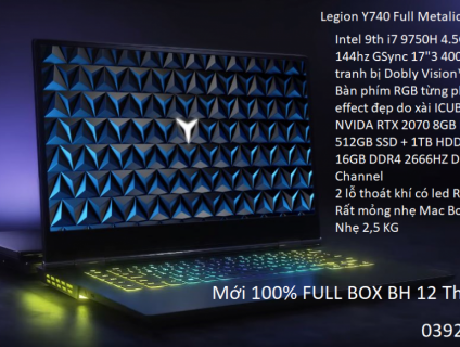 Legion mỏng nhẹ Y740 17.3" 144hz 512GB SSD 1TB 9750H RTX 2070  16GB