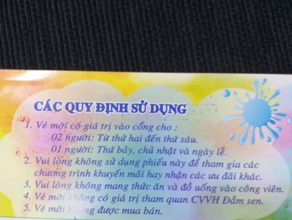 vé mời Đầm Sen nước  cần bán
