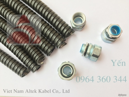 Đại lý ống ruột gà lõi thép bọc nhựa, phụ kiến đầu siết D16, D20, D25