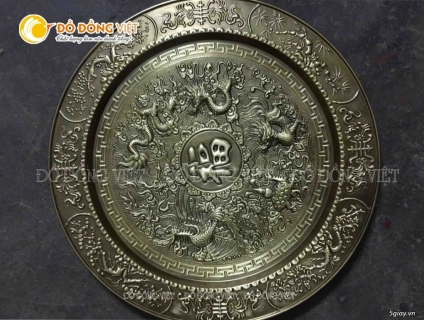 Mâm đồng chạm khắc hoa văn đẹp tinh xảo