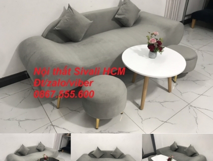 Bộ ghế sopha văng băng thuyền màu xám lông chuột tro ghi trắng HCM SG