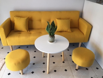 Sofa bed 01 ghế 2,7Tr, trọn bộ bàn tròn: 3,5Tr. 200 màu tùy chọn