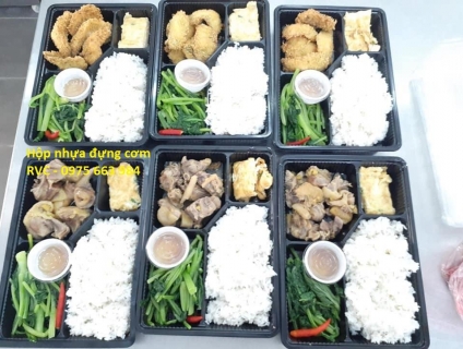 Địa Chỉ Cung Cấp Hộp Nhựa Đựng Cơm Đen 4 Ngăn Mang Về