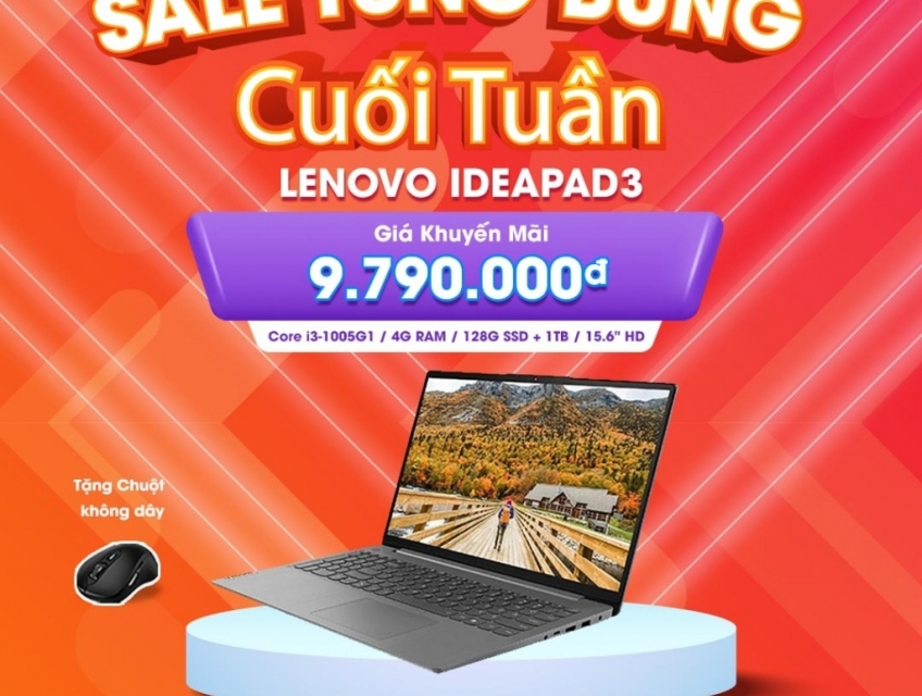 Bến Cát trả góp Laptop Lenovo Ideapad 3 chỉ cần 980K