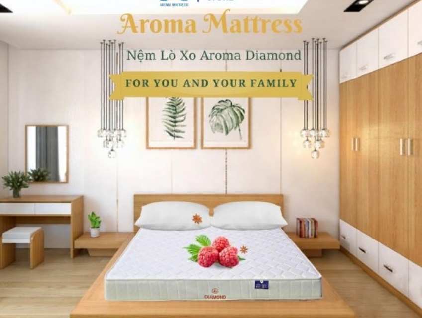 Nệm Lò Xo Aroma Diamond, Sang Trọng, Tặng Kèm 2 Quà Chỉ Từ 2.650k