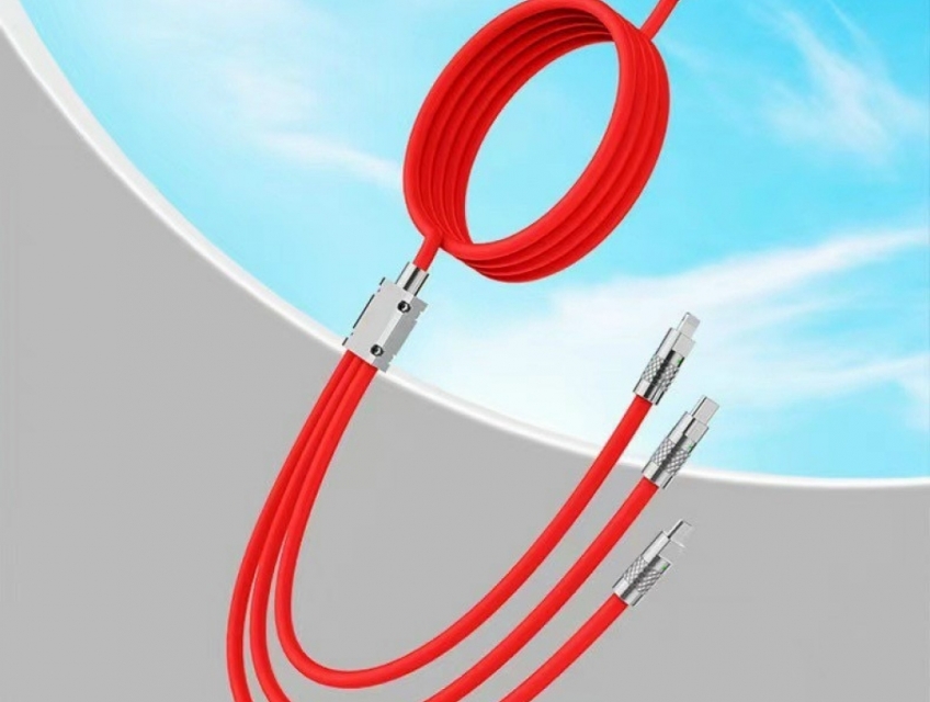 Cable USB Sạc To Siêu Bền 120W Loại Linghtning, 3 Đầu 3In1