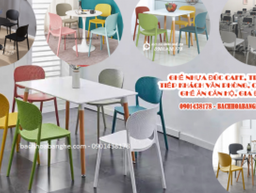 Ghế nhựa căn tin, quán cafe, trà sữa, nhà hàng, căn hộ