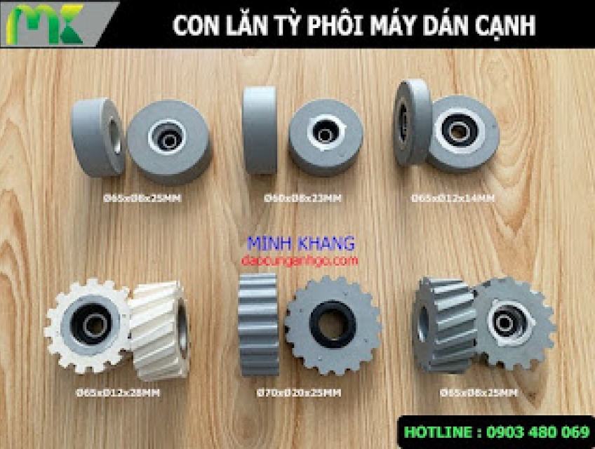 Con lăn tì phôi máy dán cạnh, bánh xe áp lực