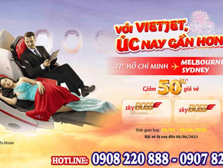 Vietjet Air giảm 50% giá vé máy bay đi Úc