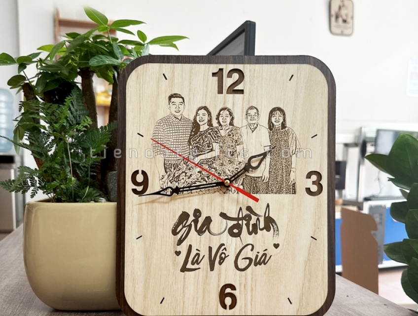 Đồng hồ gỗ treo tường Heracles 001 – Khắc logo, hình ảnh làm quà tặng sinh nhật người yêu